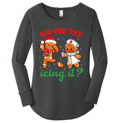 Christmas Nurse Did You Try Icing It Gingerbread Man Women's Perfect Tri Tunic Long Sleeve Shirt