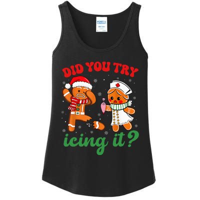 Christmas Nurse Did You Try Icing It Gingerbread Man Ladies Essential Tank