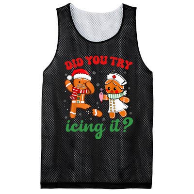 Christmas Nurse Did You Try Icing It Gingerbread Man Mesh Reversible Basketball Jersey Tank