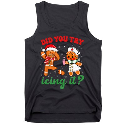 Christmas Nurse Did You Try Icing It Gingerbread Man Tank Top