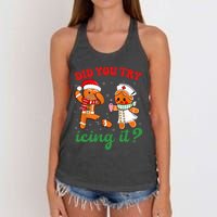 Christmas Nurse Did You Try Icing It Gingerbread Man Women's Knotted Racerback Tank