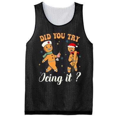 Christmas Nurse Did You Try Icing It Gingerbread Man Mesh Reversible Basketball Jersey Tank