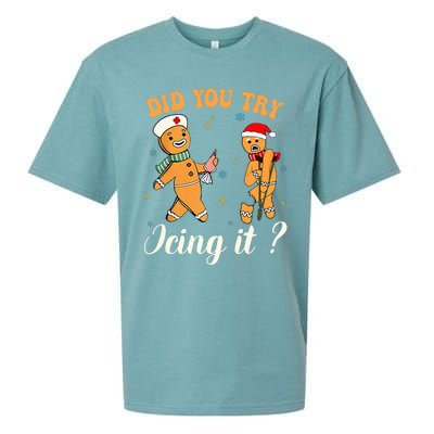 Christmas Nurse Did You Try Icing It Gingerbread Man Sueded Cloud Jersey T-Shirt