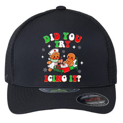 Christmas Nurse Did You Try Icing It Gingerbread Man Flexfit Unipanel Trucker Cap