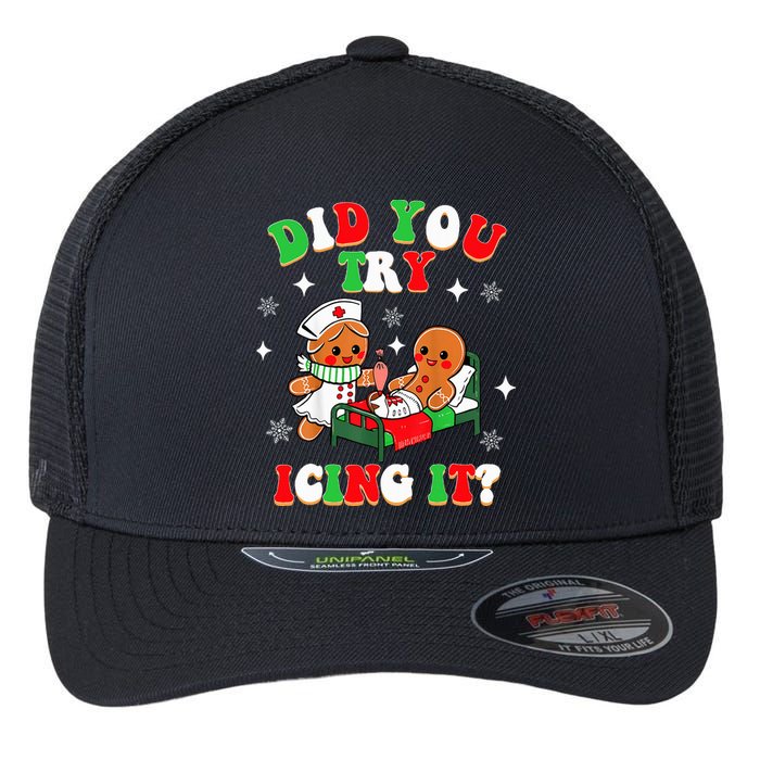 Christmas Nurse Did You Try Icing It Gingerbread Man Flexfit Unipanel Trucker Cap