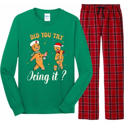 Christmas Nurse Did You Try Icing It Gingerbread Man Long Sleeve Pajama Set