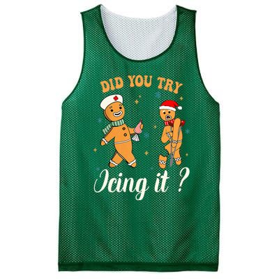 Christmas Nurse Did You Try Icing It Gingerbread Man Mesh Reversible Basketball Jersey Tank