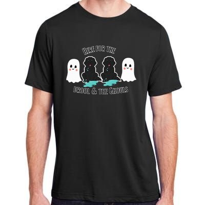 Cute Newfie Dog Halloween Ghosts Here For The Drool & Ghouls Adult ChromaSoft Performance T-Shirt