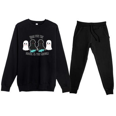 Cute Newfie Dog Halloween Ghosts Here For The Drool & Ghouls Premium Crewneck Sweatsuit Set