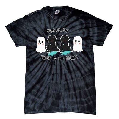 Cute Newfie Dog Halloween Ghosts Here For The Drool & Ghouls Tie-Dye T-Shirt