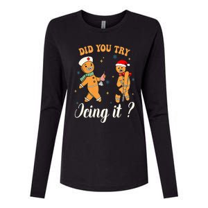 Christmas Nurse Did You Try Icing It Gingerbread Man Womens Cotton Relaxed Long Sleeve T-Shirt