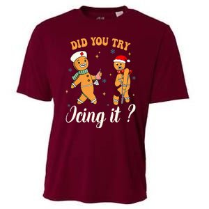 Christmas Nurse Did You Try Icing It Gingerbread Man Cooling Performance Crew T-Shirt