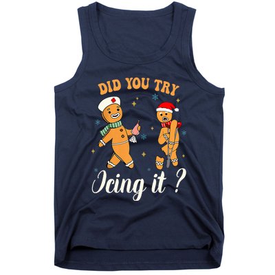 Christmas Nurse Did You Try Icing It Gingerbread Man Tank Top