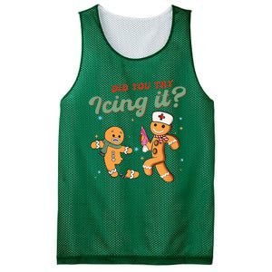 Christmas Nurse Did You Try Icing It Gingerbread Man Mesh Reversible Basketball Jersey Tank