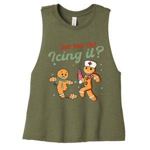 Christmas Nurse Did You Try Icing It Gingerbread Man Women's Racerback Cropped Tank