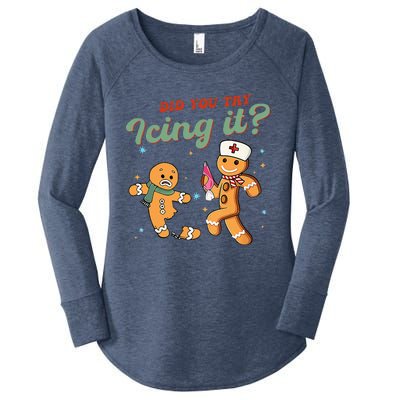 Christmas Nurse Did You Try Icing It Gingerbread Man Women's Perfect Tri Tunic Long Sleeve Shirt