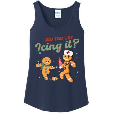 Christmas Nurse Did You Try Icing It Gingerbread Man Ladies Essential Tank