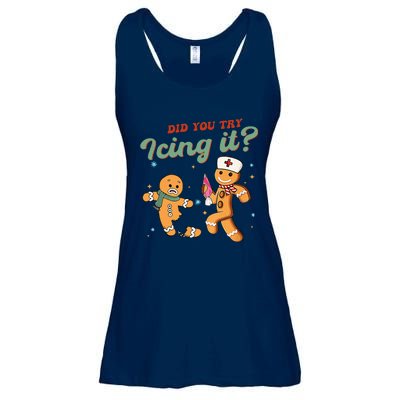 Christmas Nurse Did You Try Icing It Gingerbread Man Ladies Essential Flowy Tank