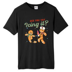 Christmas Nurse Did You Try Icing It Gingerbread Man Tall Fusion ChromaSoft Performance T-Shirt