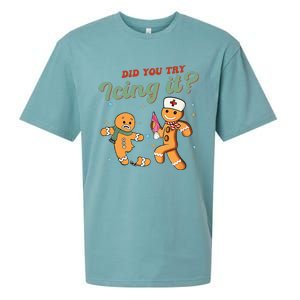 Christmas Nurse Did You Try Icing It Gingerbread Man Sueded Cloud Jersey T-Shirt