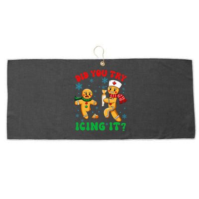 Christmas Nurse Did You Try Icing It Gingerbread Man Large Microfiber Waffle Golf Towel