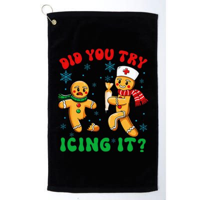 Christmas Nurse Did You Try Icing It Gingerbread Man Platinum Collection Golf Towel