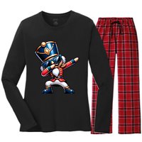 Christmas Nutcracker Dabbing Santa Xmas Funny Women's Long Sleeve Flannel Pajama Set 