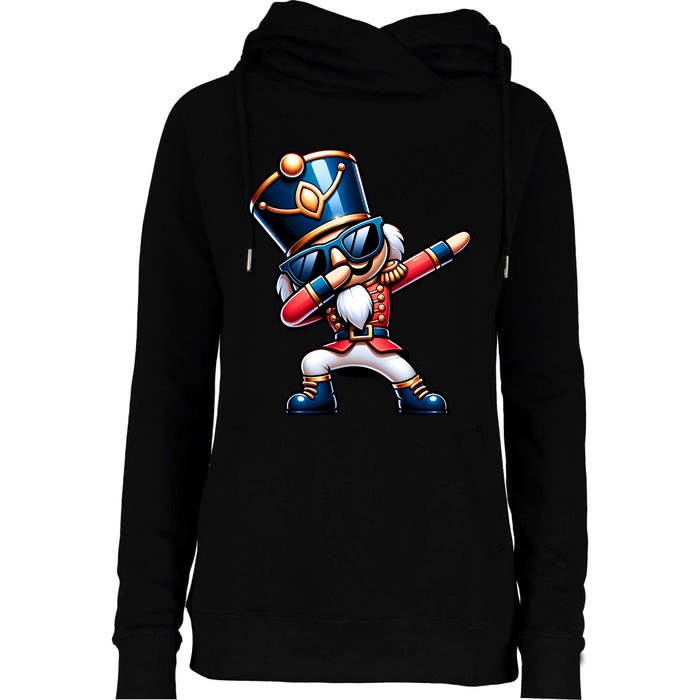 Christmas Nutcracker Dabbing Santa Xmas Funny Womens Funnel Neck Pullover Hood