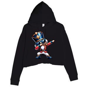 Christmas Nutcracker Dabbing Santa Xmas Funny Crop Fleece Hoodie