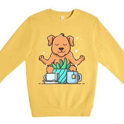 Cute Namaste Dog Do Yoga Gardening Lover Coffee Lover Meaningful Gift Premium Crewneck Sweatshirt