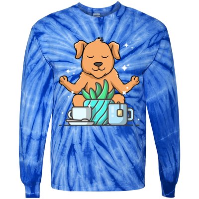 Cute Namaste Dog Do Yoga Gardening Lover Coffee Lover Meaningful Gift Tie-Dye Long Sleeve Shirt