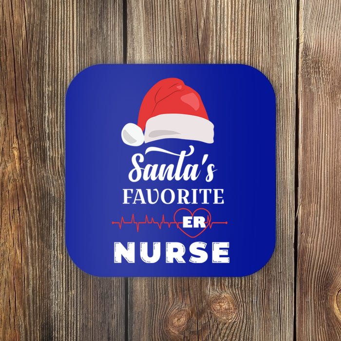 Christmas Nurse Emergency Nurse SantaS Favorite Er Nurse Gift Coaster