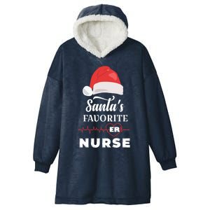 Christmas Nurse Emergency Nurse SantaS Favorite Er Nurse Gift Hooded Wearable Blanket