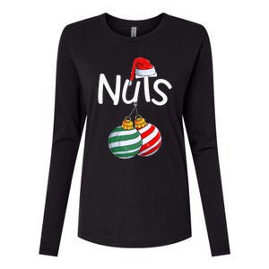 Chest Nuts Funny Matching Chestnuts Christmas Couples Nuts Womens Cotton Relaxed Long Sleeve T-Shirt