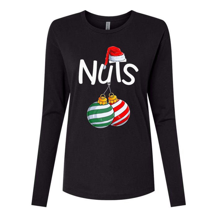 Chest Nuts Funny Matching Chestnuts Christmas Couples Nuts Womens Cotton Relaxed Long Sleeve T-Shirt