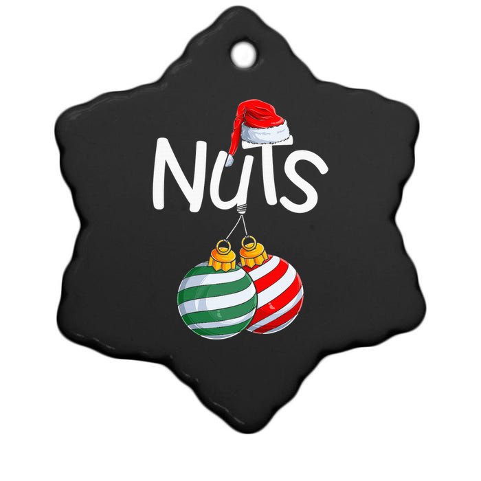 Chest Nuts Funny Matching Chestnuts Christmas Couples Nuts Ceramic Star Ornament