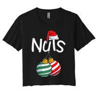 Chest Nuts Funny Matching Chestnuts Christmas Couples Nuts Women's Crop Top Tee