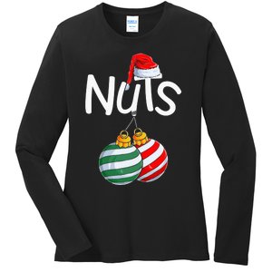 Chest Nuts Funny Matching Chestnuts Christmas Couples Nuts Ladies Long Sleeve Shirt