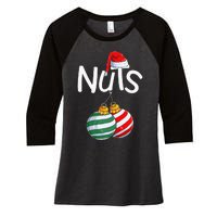 Chest Nuts Funny Matching Chestnuts Christmas Couples Nuts Women's Tri-Blend 3/4-Sleeve Raglan Shirt