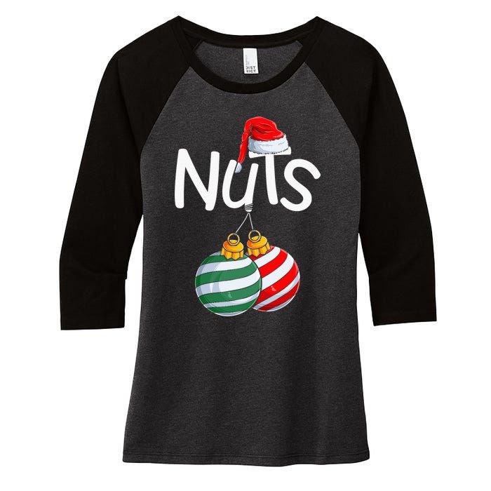 Chest Nuts Funny Matching Chestnuts Christmas Couples Nuts Women's Tri-Blend 3/4-Sleeve Raglan Shirt