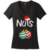 Chest Nuts Funny Matching Chestnuts Christmas Couples Nuts Women's V-Neck T-Shirt