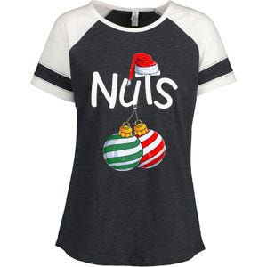 Chest Nuts Funny Matching Chestnuts Christmas Couples Nuts Enza Ladies Jersey Colorblock Tee