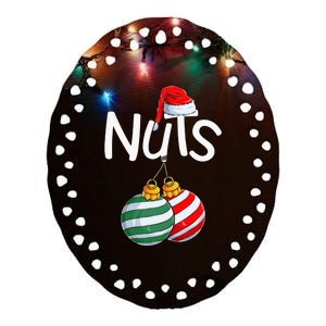 Chest Nuts Funny Matching Chestnuts Christmas Couples Nuts Ceramic Oval Ornament