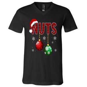 Chest Nuts Funny Matching Chestnuts Christmas Couples Nuts V-Neck T-Shirt