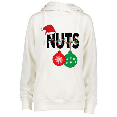 Chest Nuts Funny Matching Chestnuts Christmas Couples Nuts Womens Funnel Neck Pullover Hood