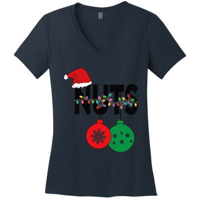 Chest Nuts Funny Matching Chestnuts Christmas Couples Nuts Women's V-Neck T-Shirt