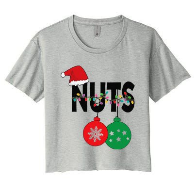 Chest Nuts Funny Matching Chestnuts Christmas Couples Nuts Women's Crop Top Tee