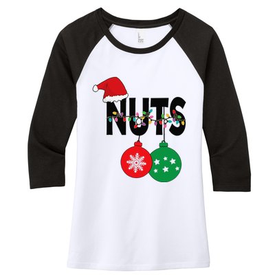 Chest Nuts Funny Matching Chestnuts Christmas Couples Nuts Women's Tri-Blend 3/4-Sleeve Raglan Shirt