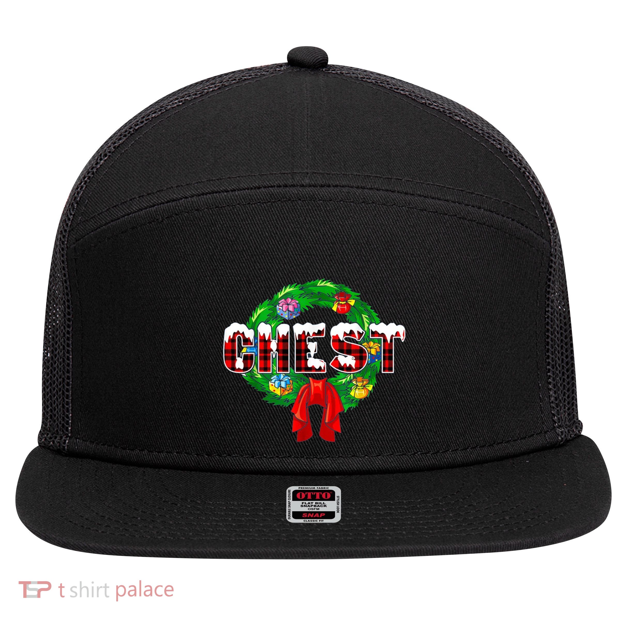 Chest Nuts Funny Matching Chestnuts Christmas Couples Nuts 7 Panel Mesh Trucker Snapback Hat