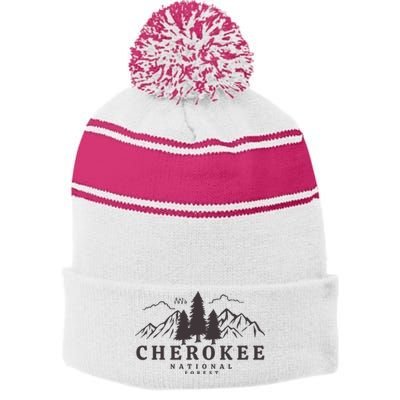 Cherokee National Forest Stripe Pom Pom Beanie